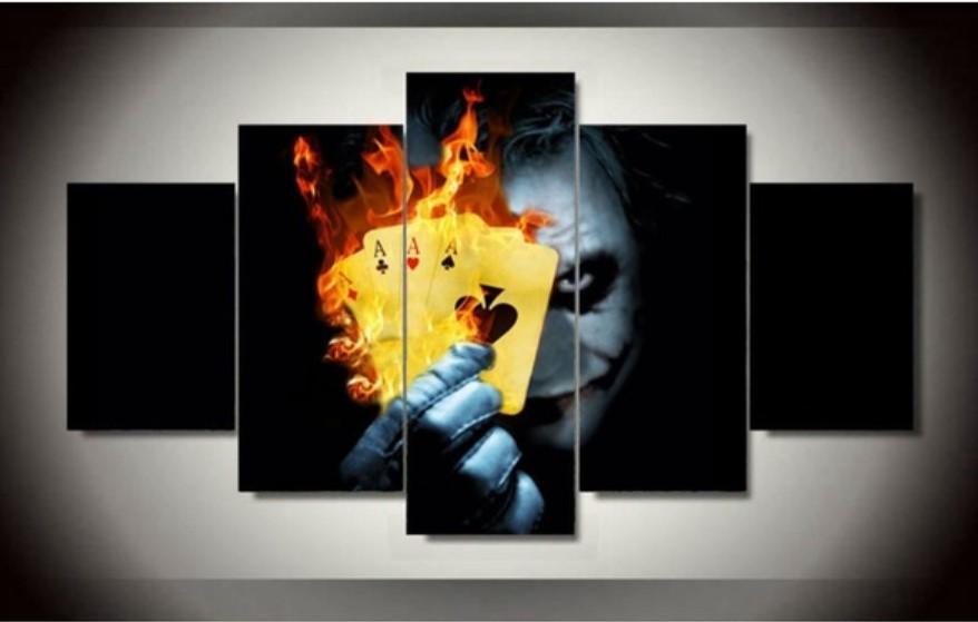 878x559 5 Piece Batman Joker Canvas Wall Art Paintings For Sale 50% Off - Joker Canvas Painting