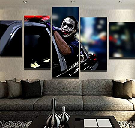 450x428 5pcs Framed Joker Canvas Prints - Joker Canvas Painting