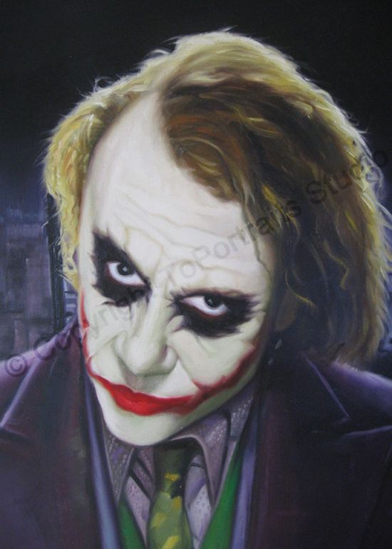 550x771 Heath Ledger, The Joker, The Dark Knight Batman - Joker Oil Painting