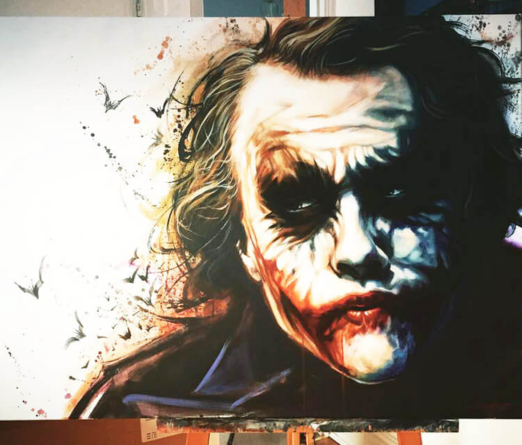 750x640 The Joker Oil Painting By Ben Jeffery No. 2838 - Joker Oil Painting