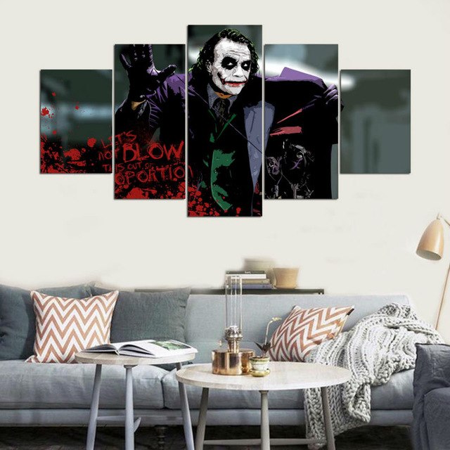 640x640 Home Decor Canvas Painting Abstract 5 Panel Movie Joker Wall - Joker Painting Abstract