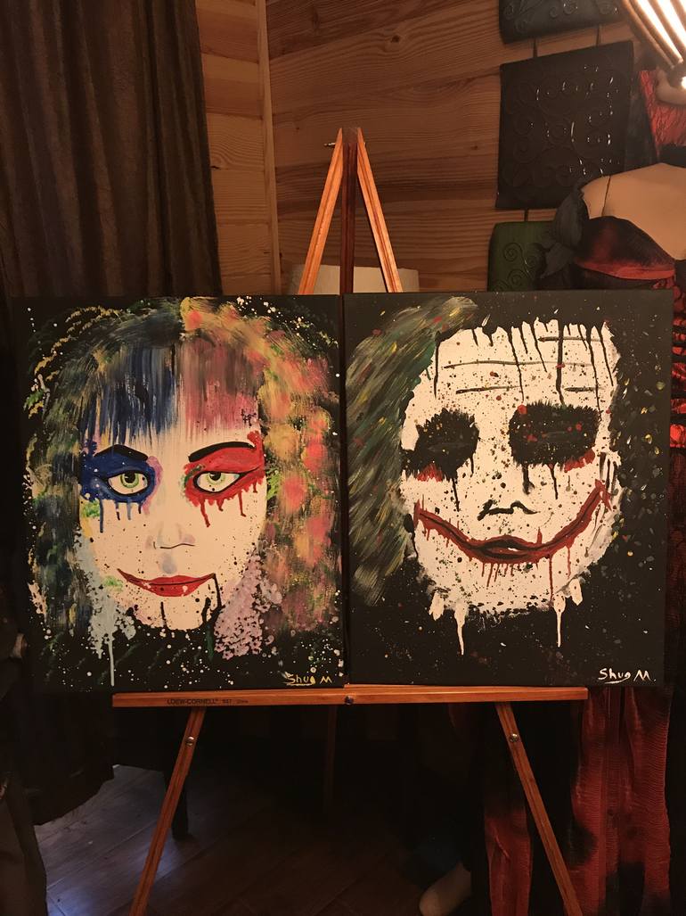 770x1027 Saatchi Art The Joker And Harley Quinn Abstract. Painting By - Joker Painting Abstract