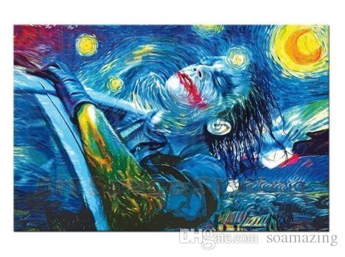 500x372 Framed Starry Night Joker,100% Handpainted Abstract Art Oil - Joker Painting Abstract