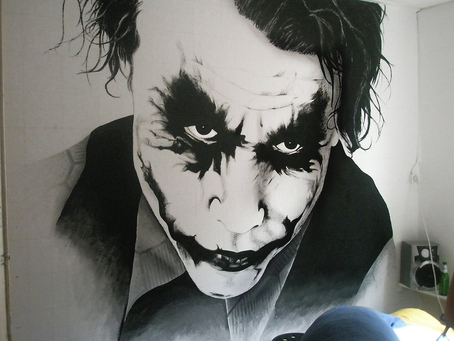 900x675 Gargantuan Joker Wallpainting By Ruubski - Joker Wall Painting