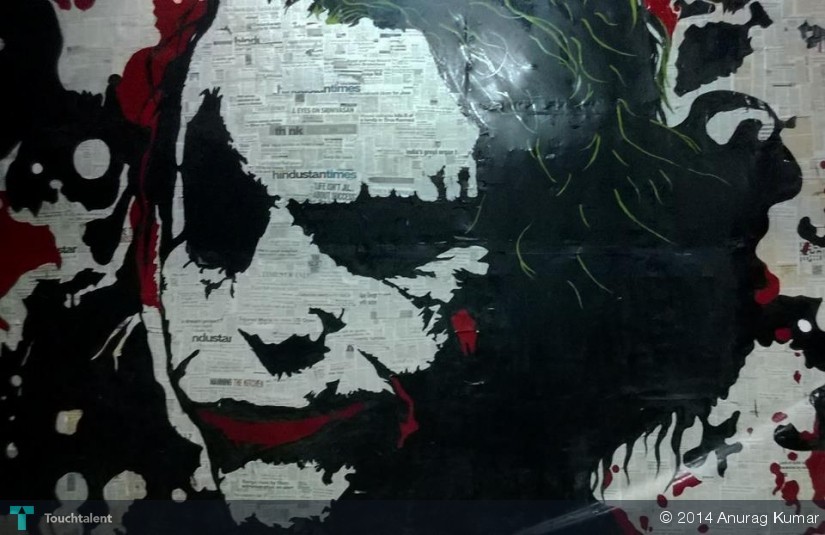 825x535 Joker Newspaper Columns Cutting On Wall ) Touchtalent - Joker Wall Painting