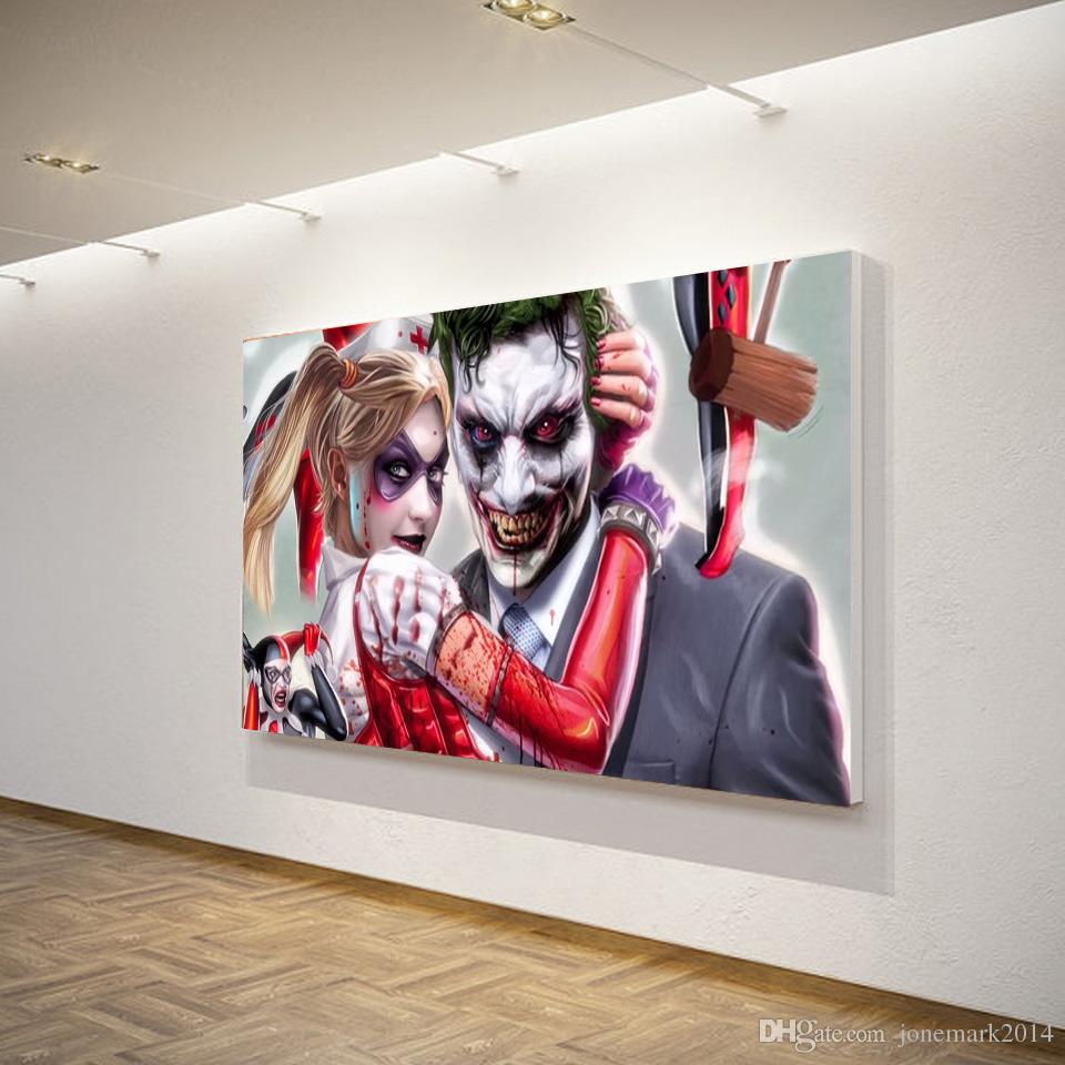 960x960 2018 Joker Harley Quinn Comics Wall Art Canvas Pictures For Living - Joker Wall Painting