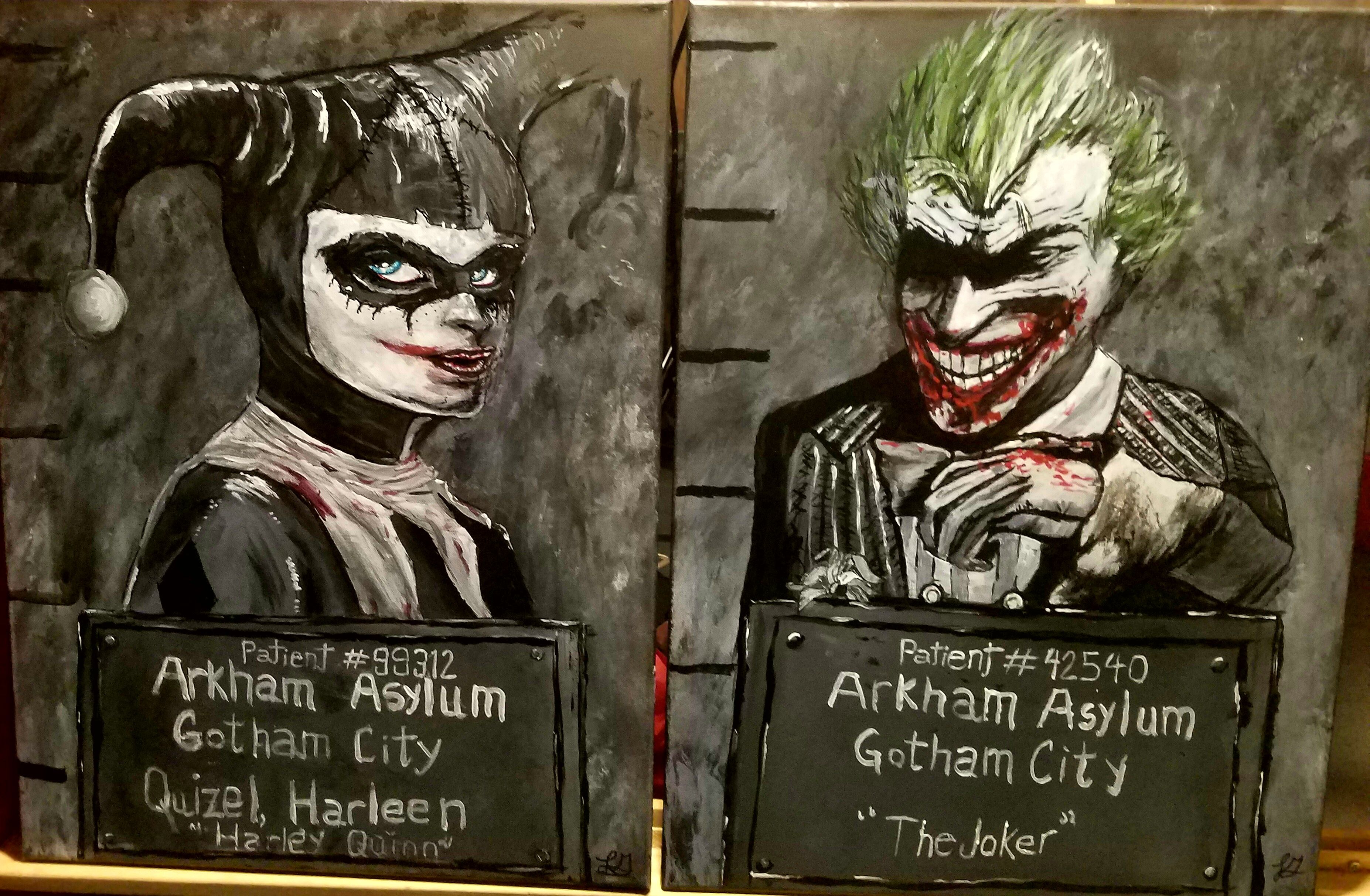 3708x2426 Joker And Harley Queen Mugshot Shopping - Joker Was Here Painting