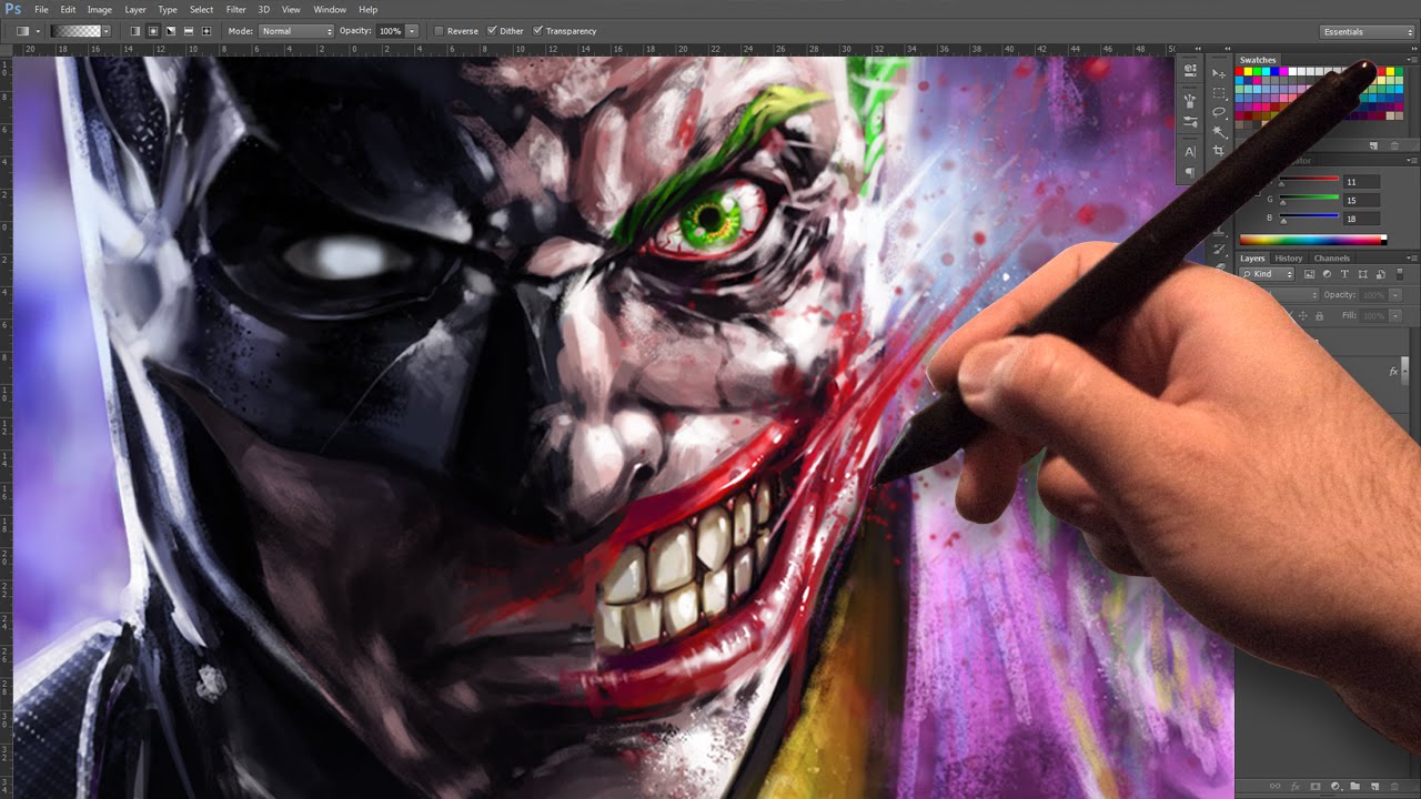 1280x720 Batman Amp Joker - Joker Was Here Painting
