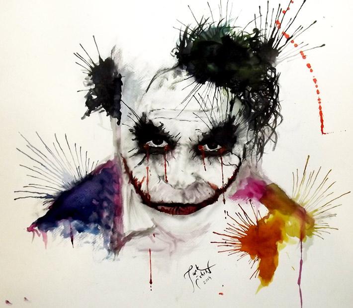 710x620 Joker Painting By Tarik Sahin - Joker Watercolor Painting