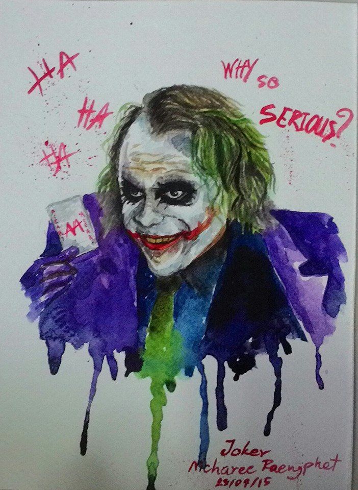702x960 Joker Watercolour On Paper Watercolour Painting. - Joker Watercolor Painting