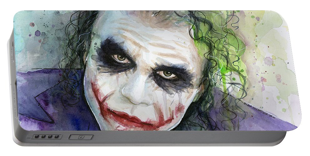 993x500 The Joker Watercolor Portable Battery Charger For Sale By Olga - Joker Watercolor Painting