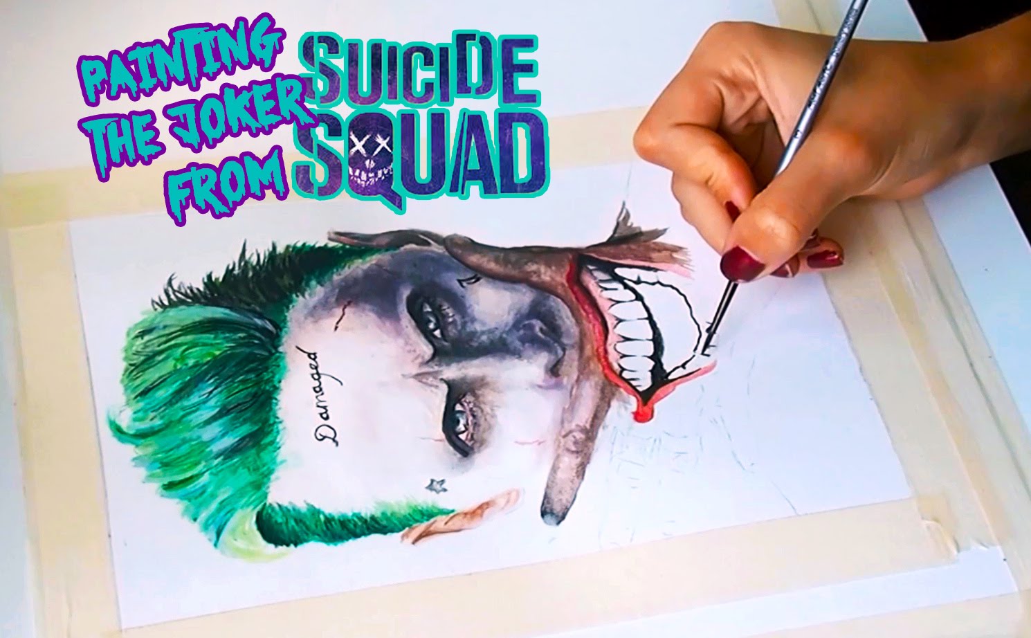 1490x922 Jared Leto As The Joker From Suicide Squad Watercolor Painting - Joker Watercolor Painting
