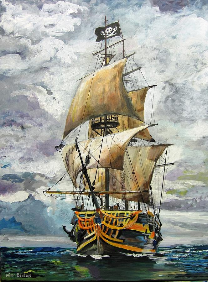 664x900 Jolly Roger Painting By Mike Benton - Jolly Roger Painting