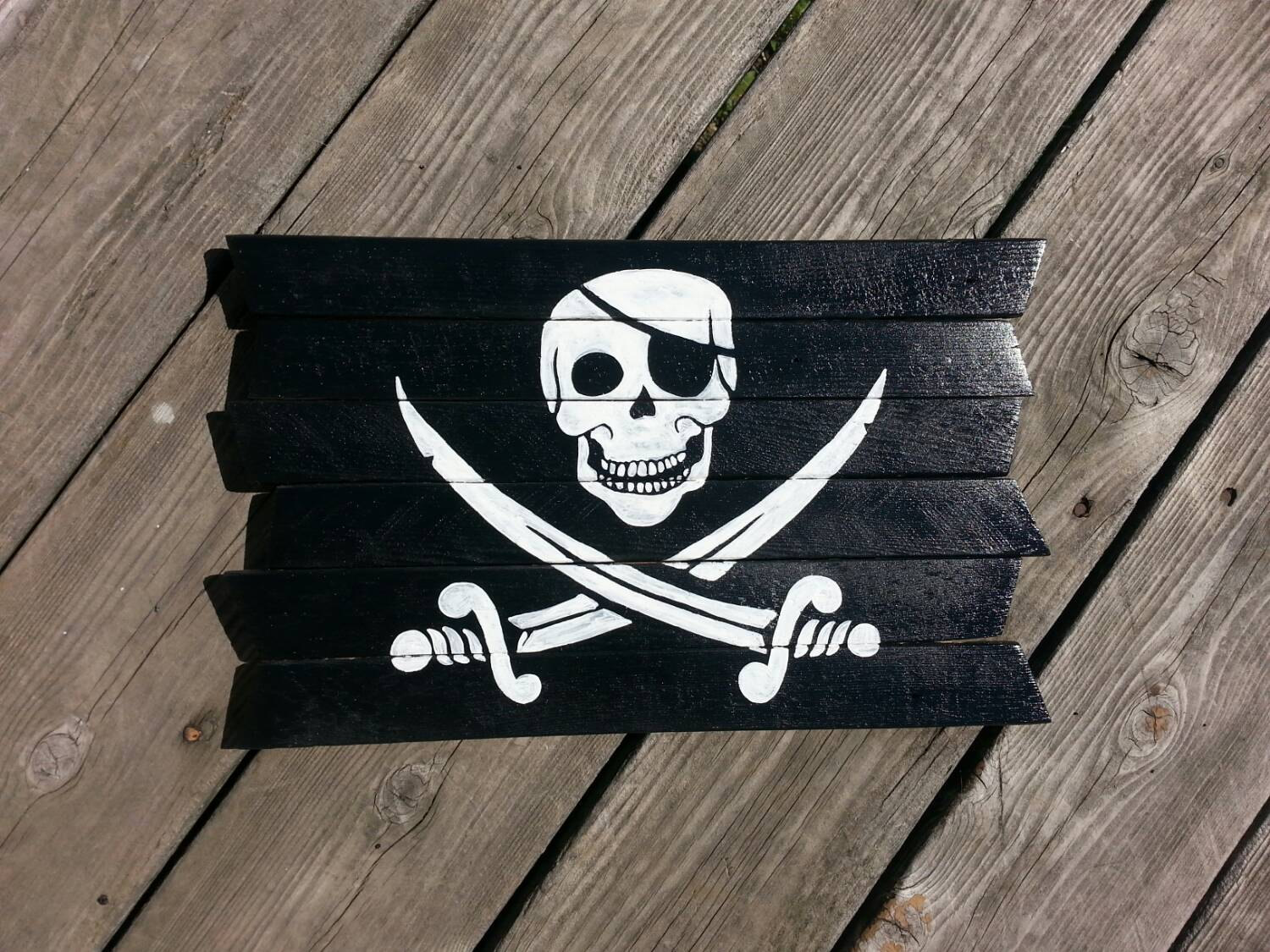 1500x1125 Jolly Roger Pirate Flag Painting On Reclaimed Wood - Jolly Roger Painting