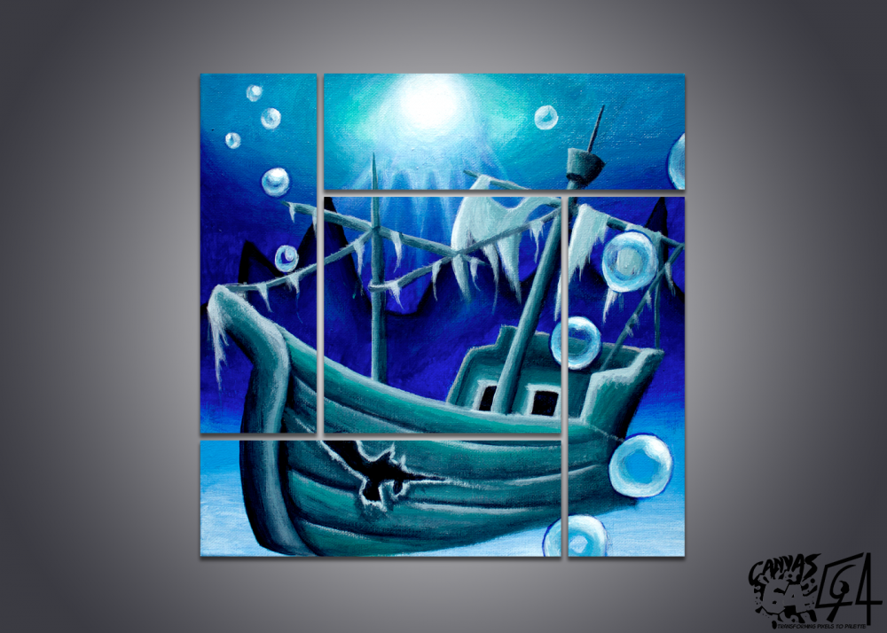 1000x714 Jolly Roger Bay Painting From Super Mario 64 Wall Art Canvas - Jolly Roger Painting