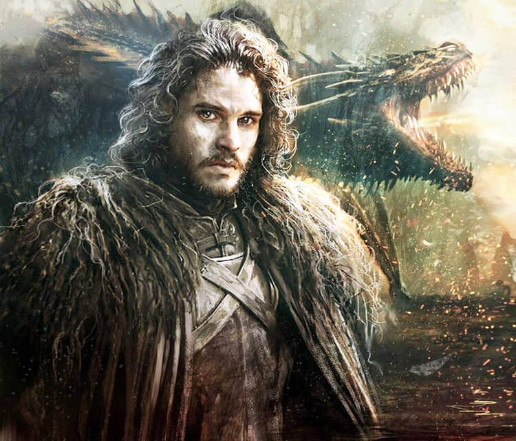 750x640 Jon Snow And Drogon Painting By Rudy Nurdiawan No. 2949 - Jon Snow Painting