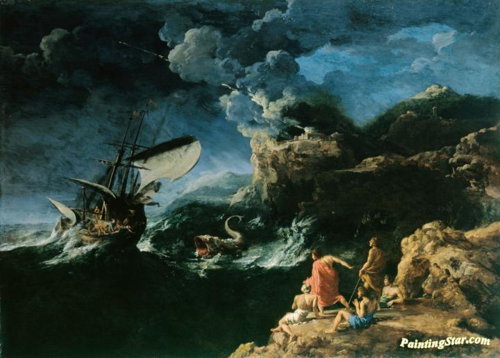 720x516 Seascape With Jonah And The Whale Artwork By Gaspard Dughet Oil - Jonah And The Whale Painting