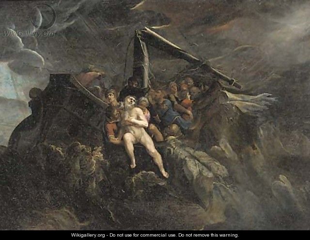 640x495 Jonah Being Thrown From The Boat To The Whale - Jonah Painting