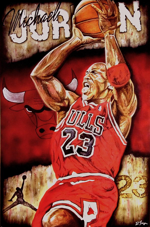 595x900 Michael Jordan Oil Painting Painting By Dan Troyer - Jordan Painting