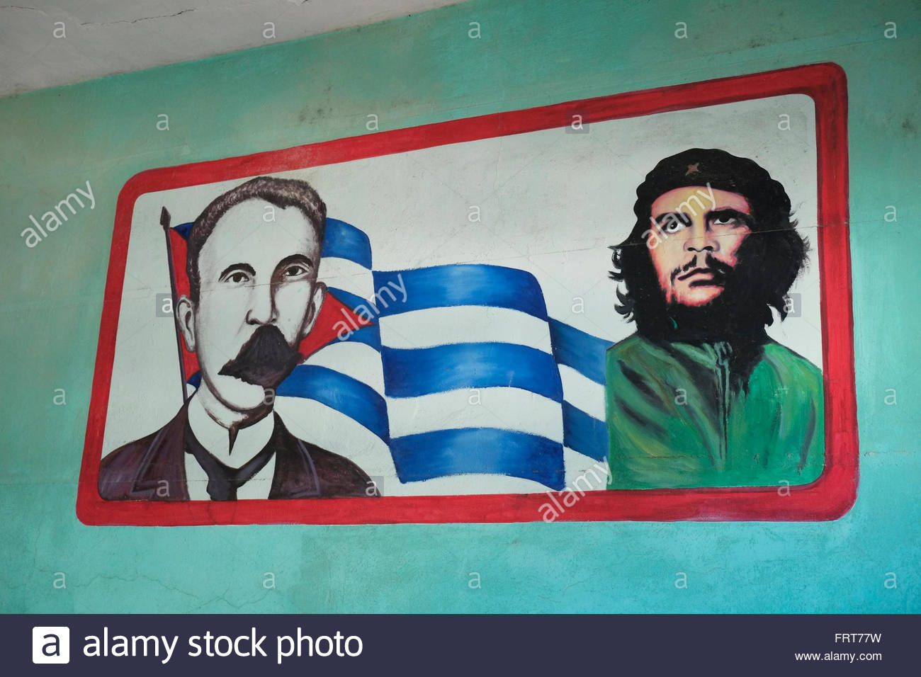 1300x956 Painting Of Jose Marti And Che Guevara In A Rum Factory In Pinar - Jose Marti Painting