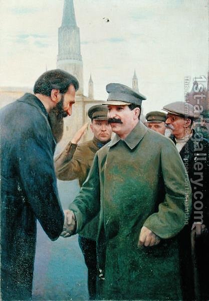 417x600 The Meeting Of Joseph Stalin 1879 1953 And Otto Schmidt Jakoff - Joseph Stalin Painting