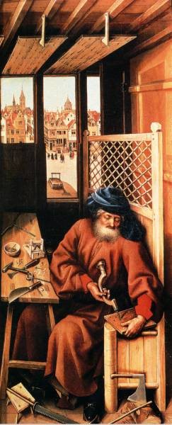 243x600 St Joseph Portrayed As A Medieval Carpenter By Robert Campin - Joseph The Carpenter Painting