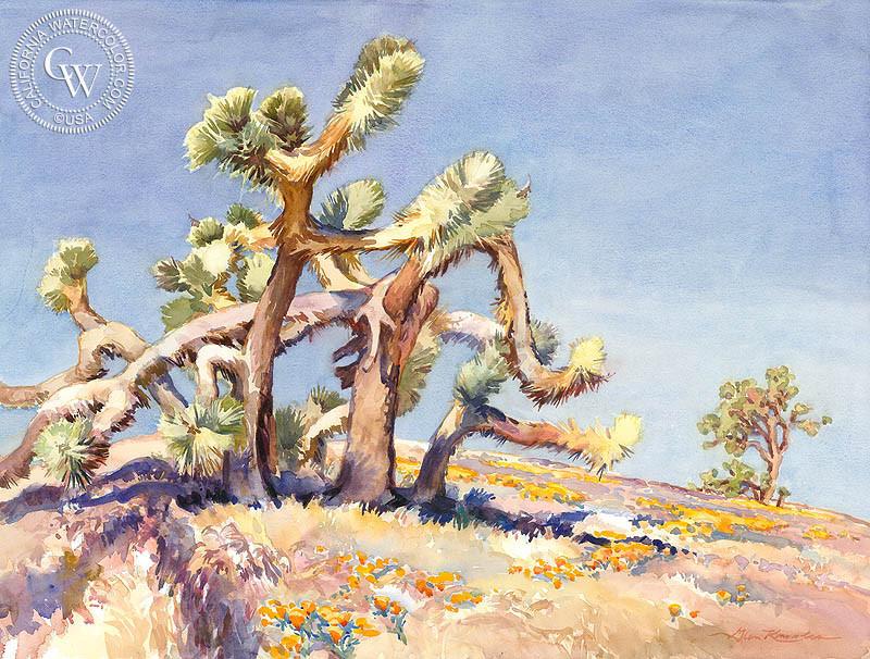 800x606 Joshua Trees Playing Twister, Watercolor Art By Glen Knowles - Joshua Tree Painting