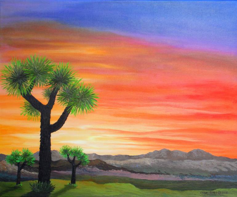 770x642 Saatchi Art Joshua Tree Sunset Painting By Carol Sabo - Joshua Tree Painting