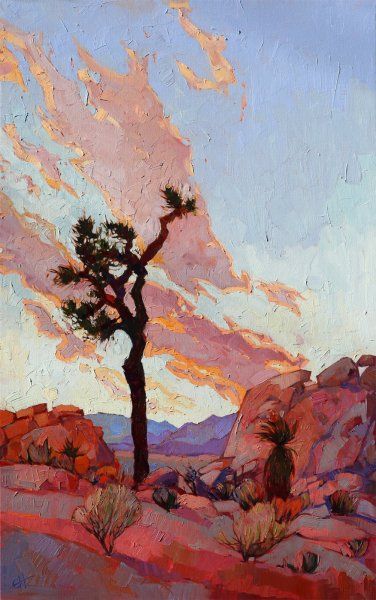 376x600 Joshua Tree National Park Original Oil Painting By Erin Hanson - Joshua Tree Painting