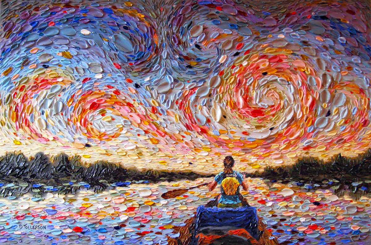 1200x793 Painting Christina's Journey Her Family Behind Her (Original - Journey Painting