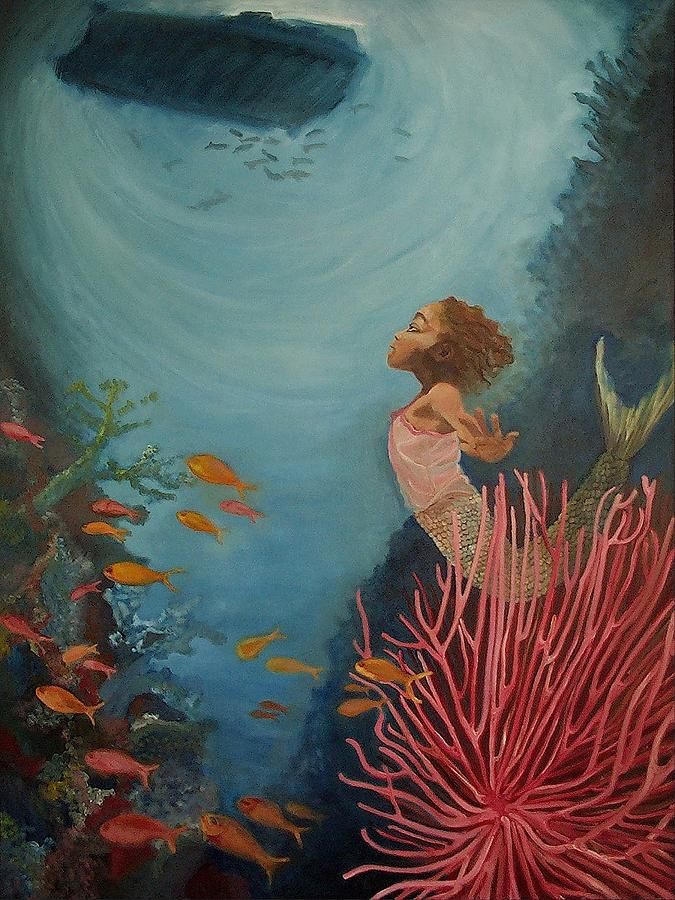 675x900 A Mermaid's Journey Painting By Amira Najah Whitfield Mer Folk - Journey Painting
