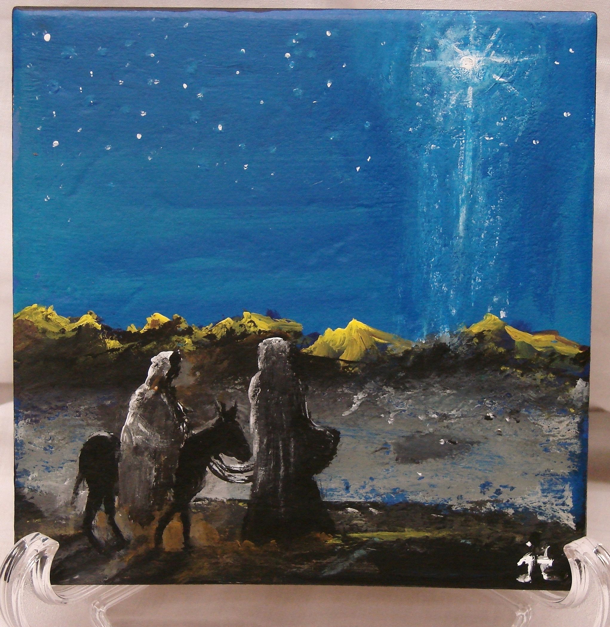 2043x2100 Commissioned. 6 X 6 Ceramic Tile Painting Of Mary And Joseph'S - Journey To Bethlehem Painting