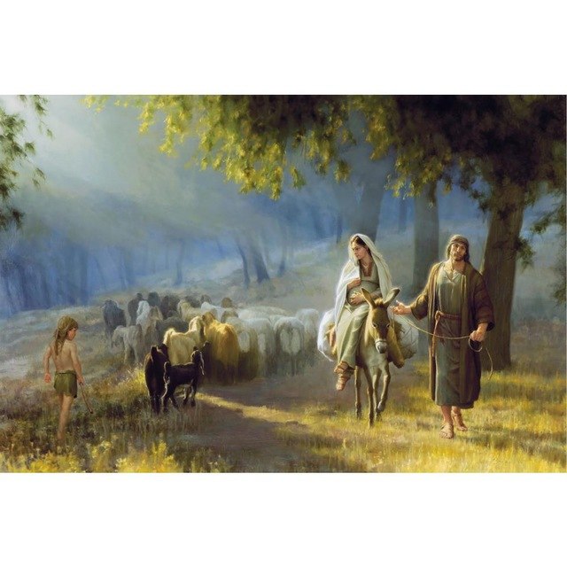 640x640 Hand Painted Christmas Gift Famous Artwork Landscape Religious Oil - Journey To Bethlehem Painting