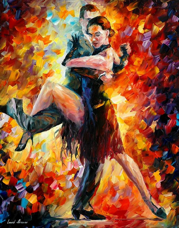 750x952 Joyful Tango Palette Knife Oil Painting On Canvas By Leonid - Joyful Painting