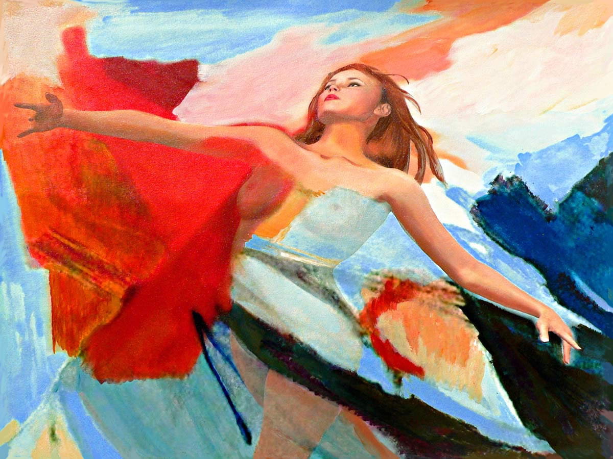 1200x900 Figurative Female Painting - Joyful Painting