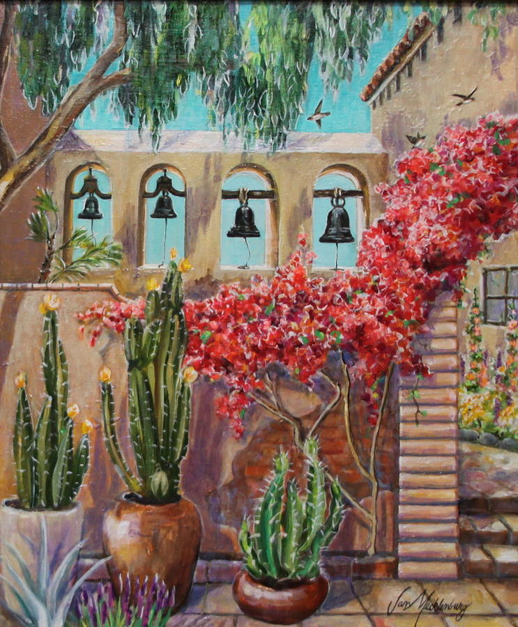 743x900 Four Bells And Swallows At Mission San Juan Capistrano Painting By - Juan Painting