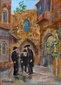 215x300 Jerusalem Hassidic Men - Judaica Painting
