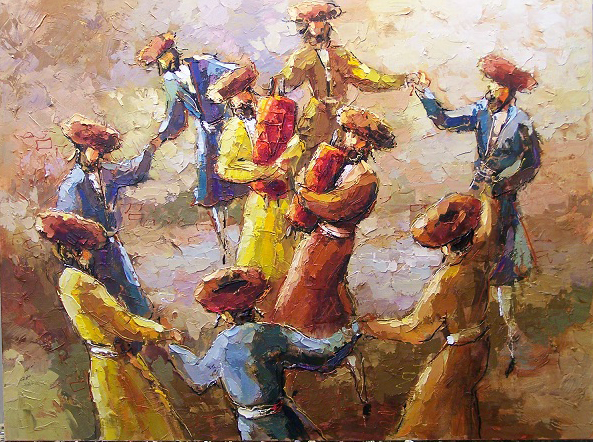 593x442 Judaica Art By Abstract Artist Michael Rozenvain Ner Art Gallery - Judaica Painting