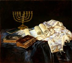 236x207 Judaica Painting, Still Life, Art, Israeli Art, Jewish Art - Judaica Painting