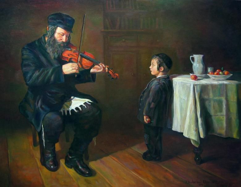 780x604 Boris Dubrov The Melody What Hannah Judith Loves - Judaica Painting