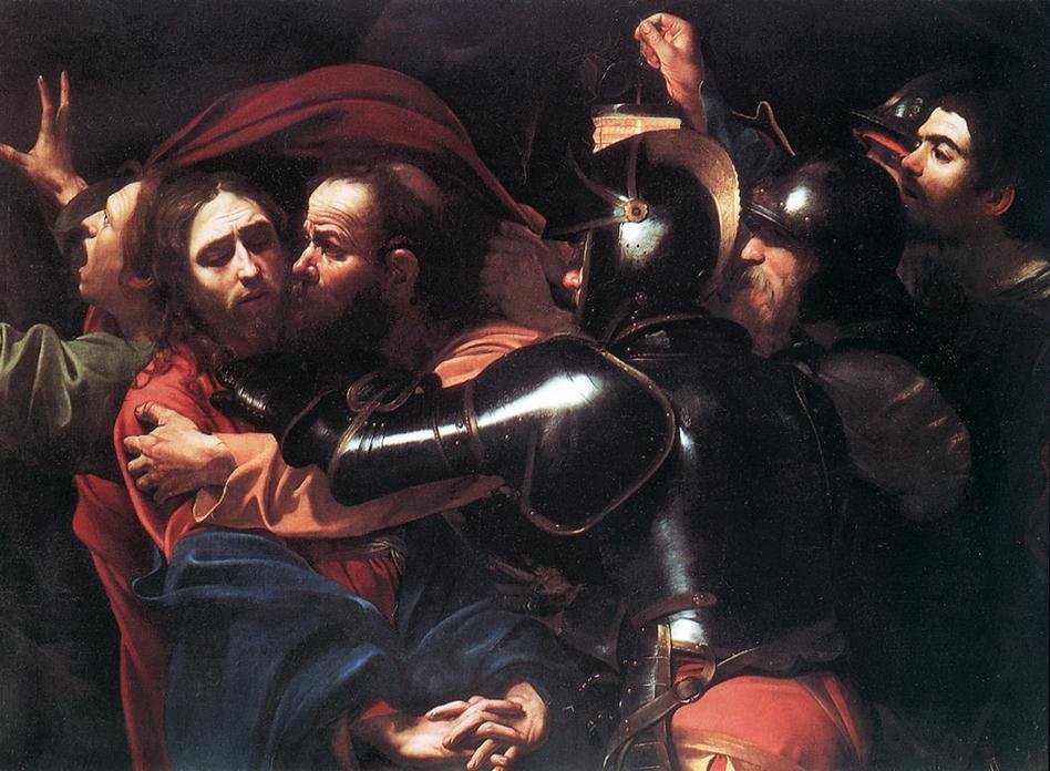 948x696 Caravaggio The Betrayal Of Christ - Judas Betrays Jesus Painting