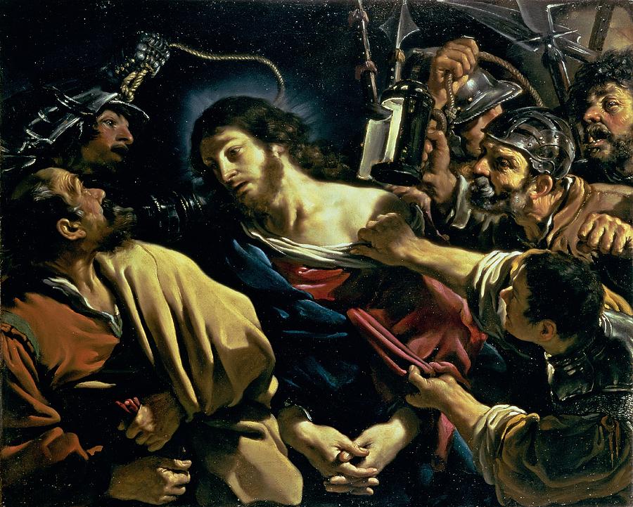 900x721 The Betrayal Of Christ, C.1621 Painting By Guercino - Judas Iscariot Painting