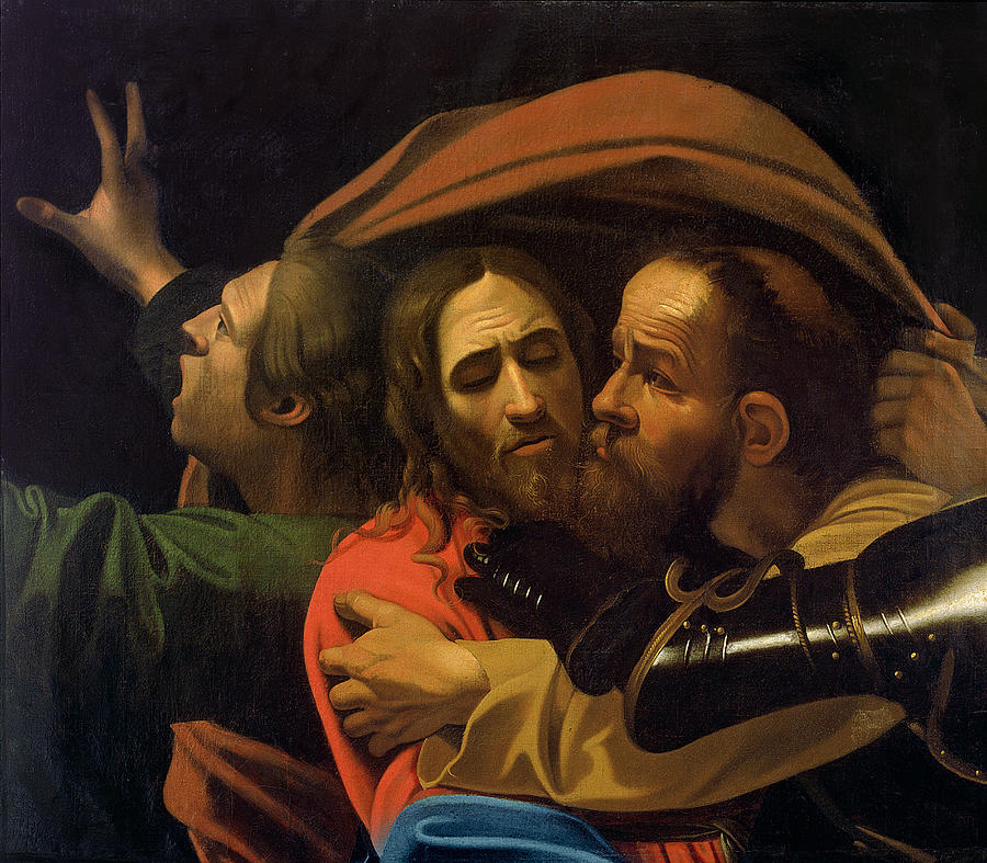 900x787 The Taking Of Christ Painting By Michelangelo Caravaggio - Judas Iscariot Painting