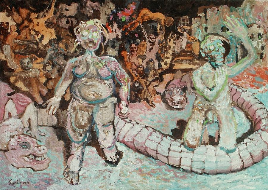 900x641 Adam And Eve On Judgement Day Painting By John Lansdown - Judgement Day Painting