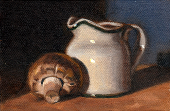 350x228 Painting A Day T. J. Murphy Milk Jug With Mushroom - Jug Painting