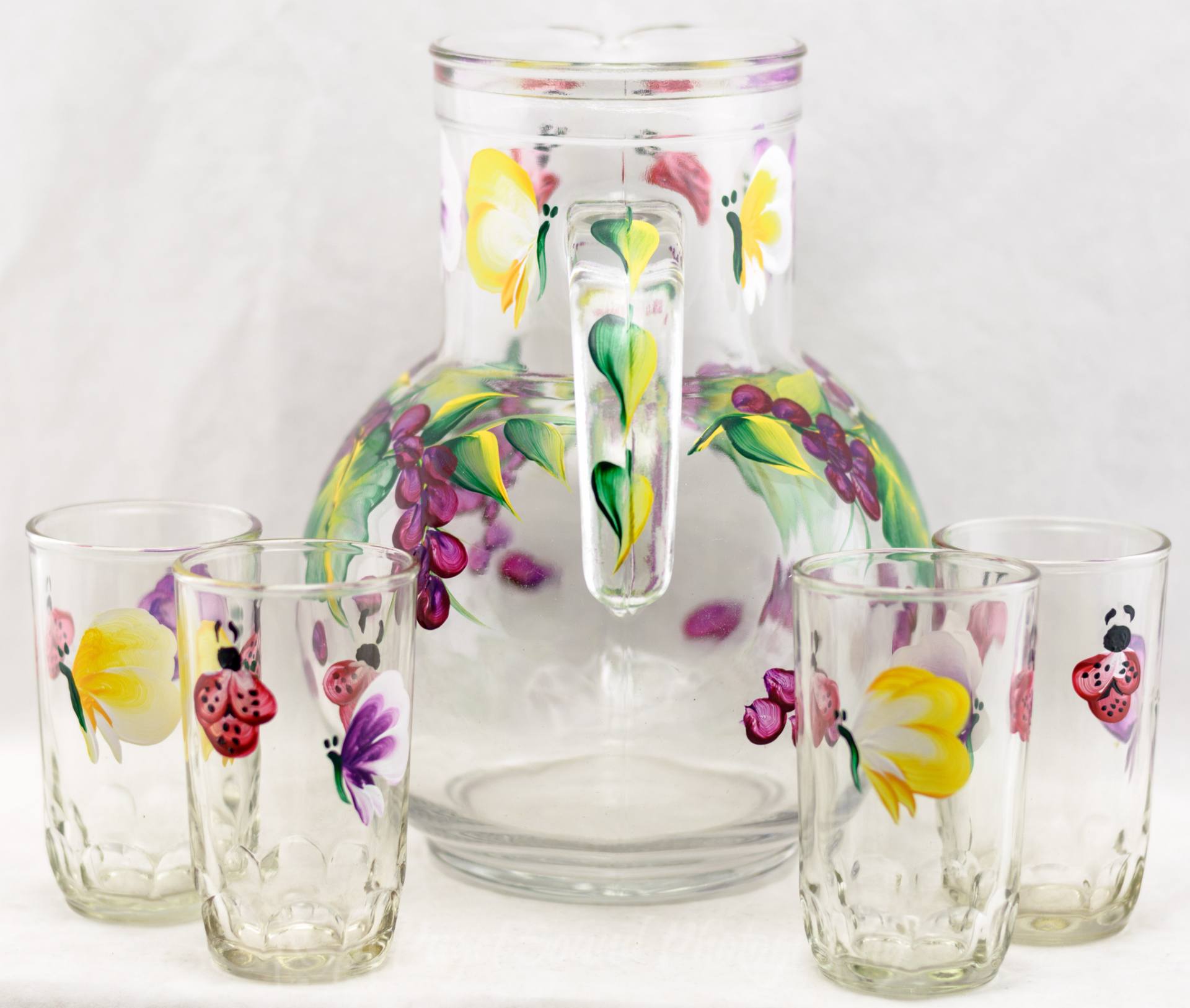 1920x1626 Saatchi Art Pitcherjuice Glass Set (5) Grape Vine Amp Creature - Juice Painting