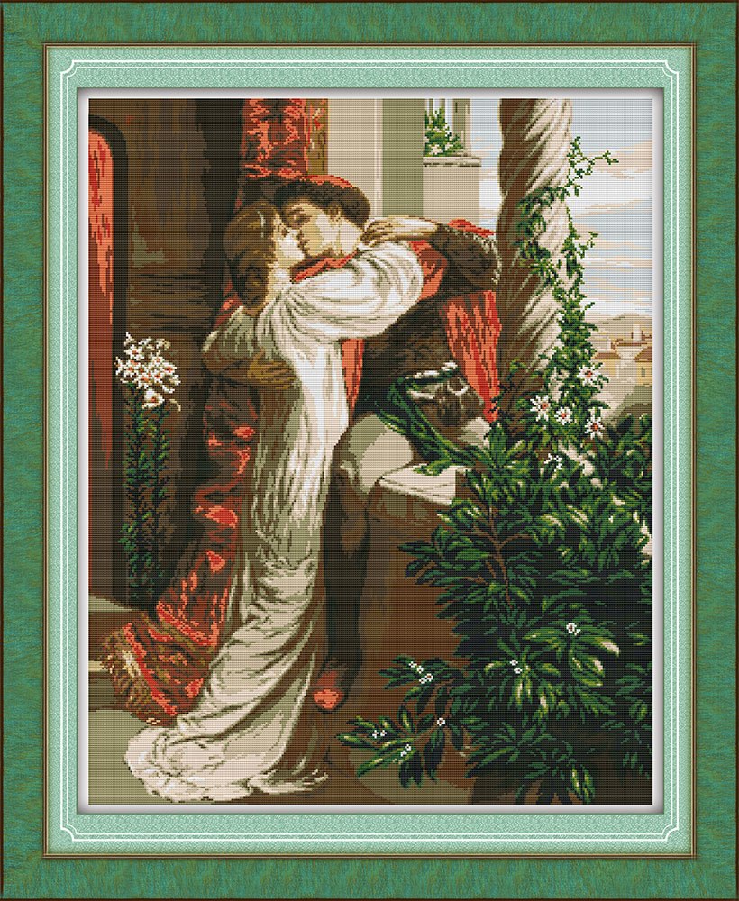 820x1000 Romeo And Juliet Kiss Love Painting Counted Printed On Canvas Dmc - Juliet Painting
