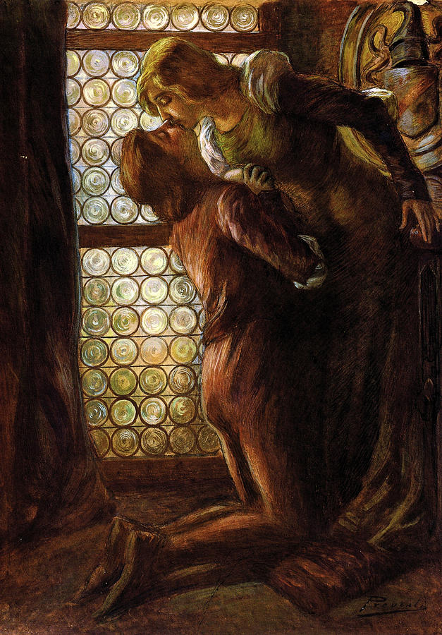 627x900 The Kiss Or Romeo And Juliet Painting By Gaetano Previati - Juliet Painting