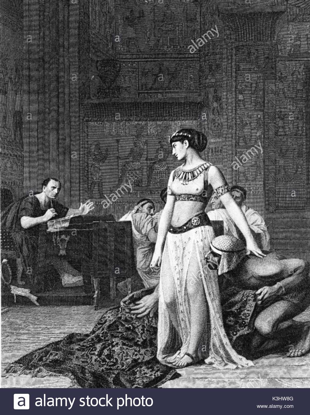 1037x1390 Cleopatra Before Julius Caesar An Engraving From The Original - Julius Caesar And Cleopatra Painting