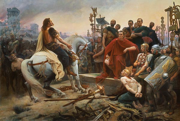 600x405 Vercingetorix Throws Down His Arms - Julius Caesar And Vercingetorix Painting